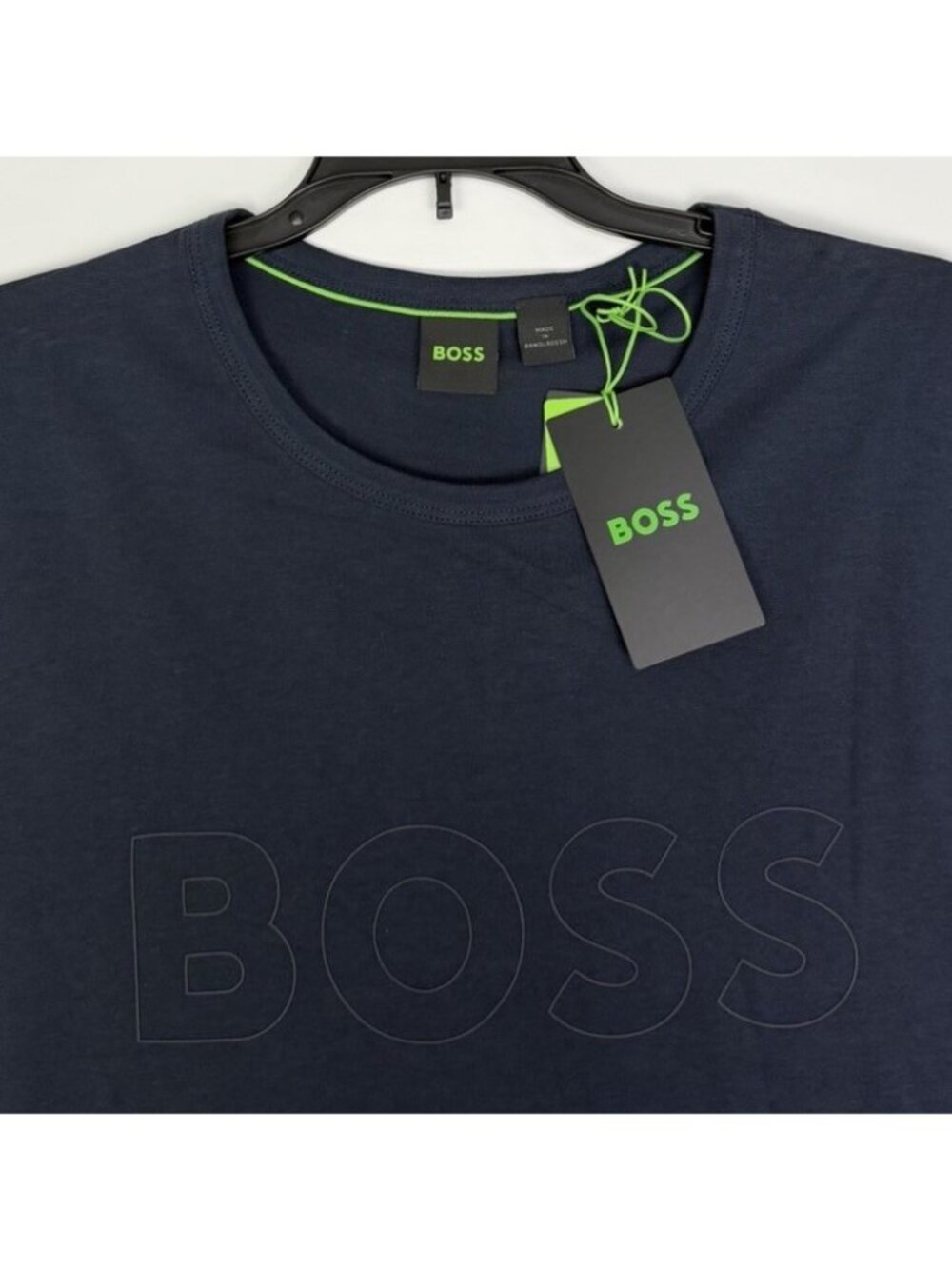 Hugo Boss Large Men's Short Sleeve Crew Neck T-Shirt 100% Cotton NAVY BLUE NEW